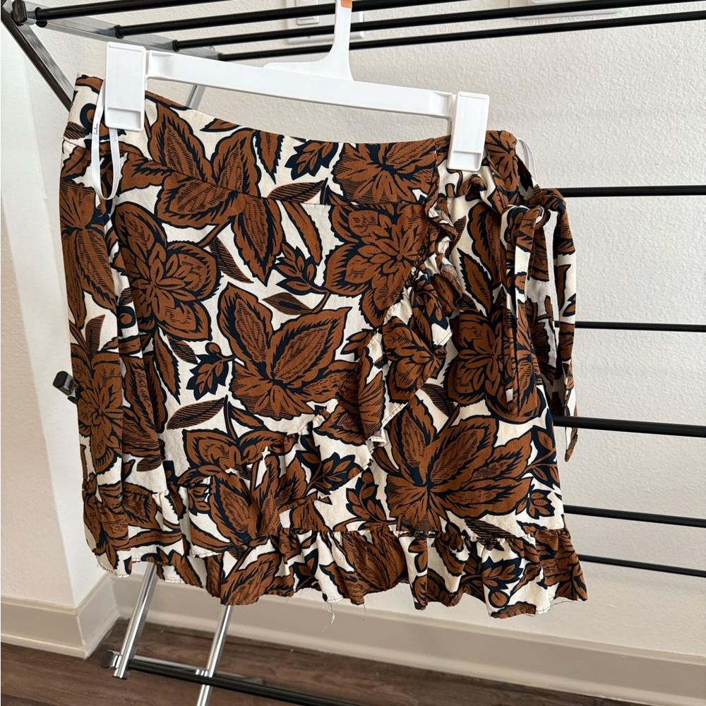 Floral Wrap Skirt in Brown and Black